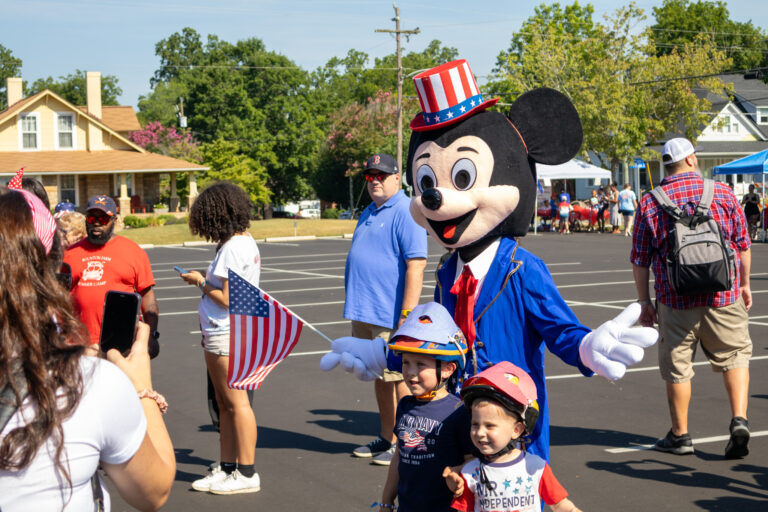 Mickey Mouse and kids at Mebane Historical Museum 4th of July Parade